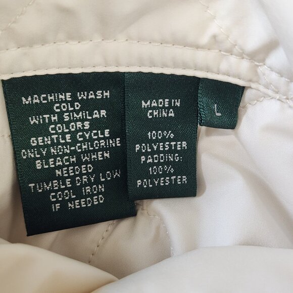 Lauren Ralph Lauren Reversible Quilted Vest‎ Womens L Tan Cream Full Zip - Picture 12 of 12